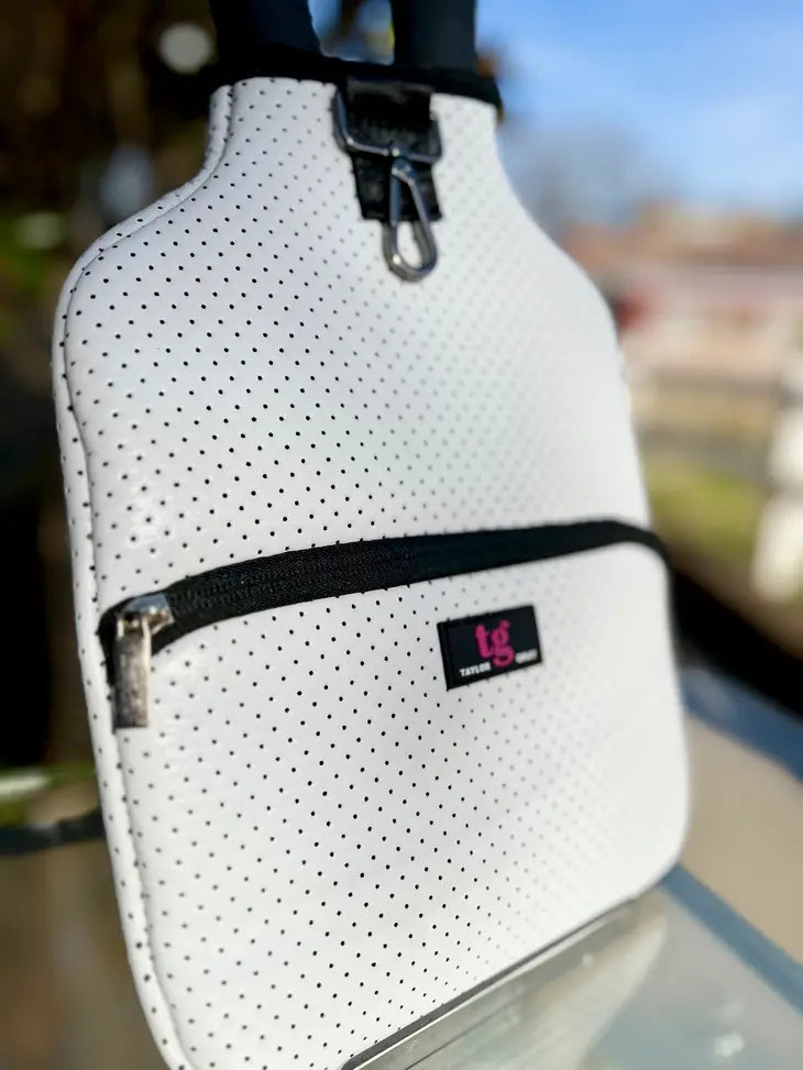Pickleball Paddle Cover in White/Red