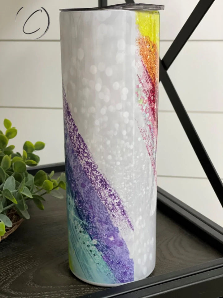 PREORDER: Glitter Rainbow Skinny Tumbler