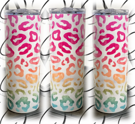 PREORDER: Marbled Ombre Leopard UV Color Changing Skinny Tumbler