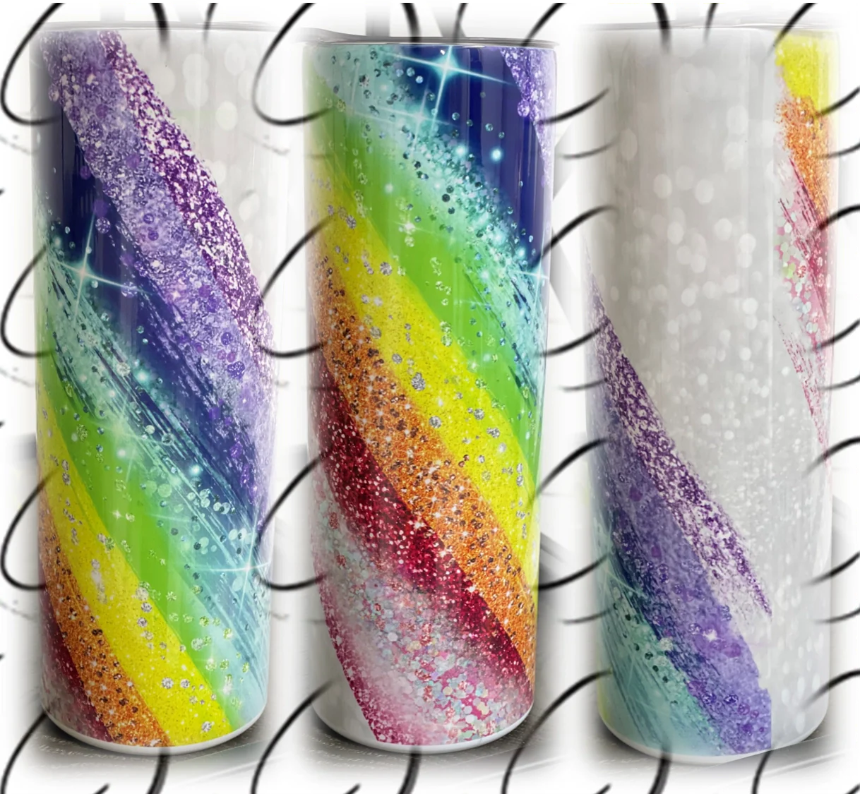 PREORDER: Glitter Rainbow Skinny Tumbler