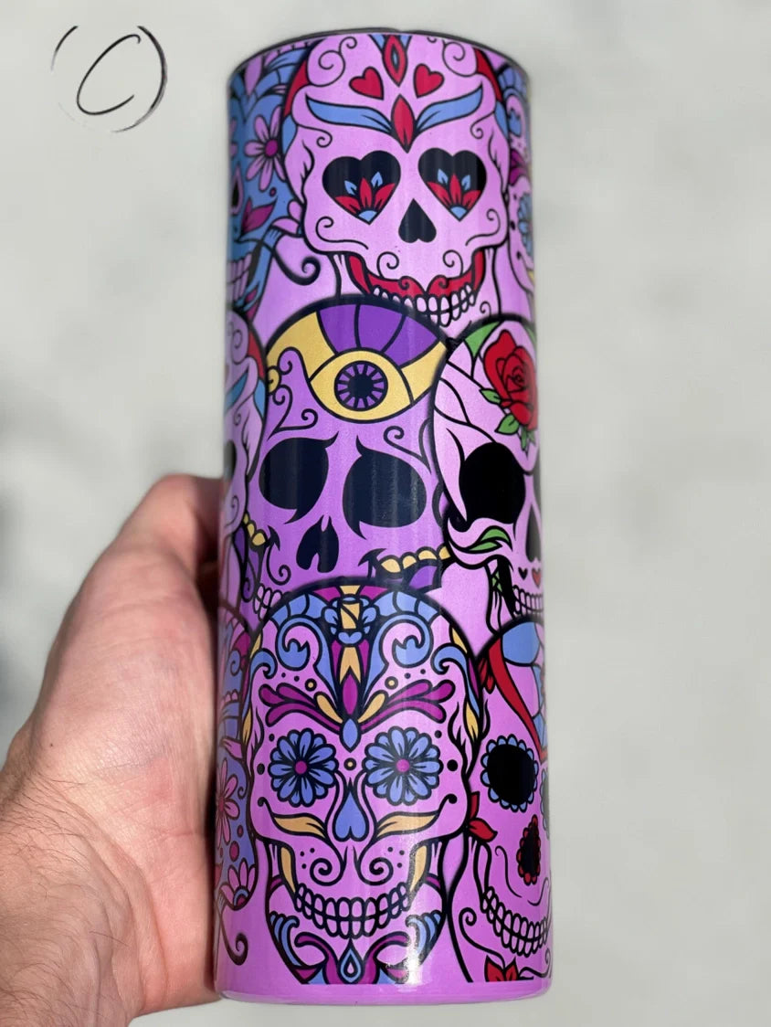 PREORDER: Sugar Skulls UV Color Changing Skinny Tumbler