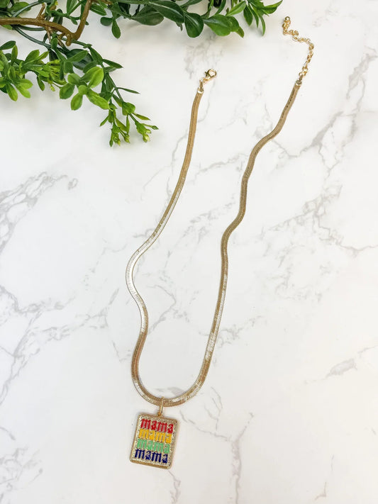 PREORDER: Mama Enamel Pendant Necklace