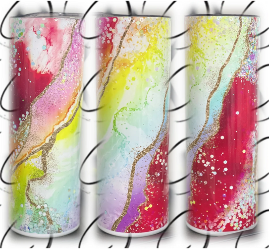 PREORDER: Red Rainbow Geode Skinny Tumbler