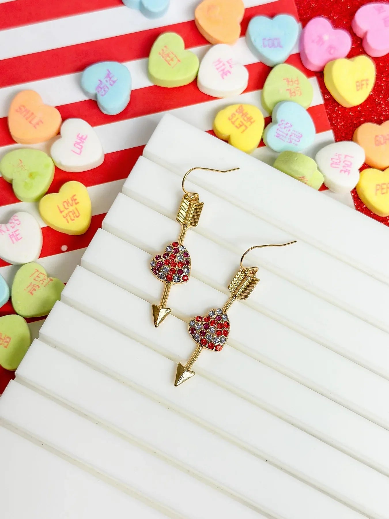 PREORDER: Cupid's Arrow Pave Heart Dangle Earring