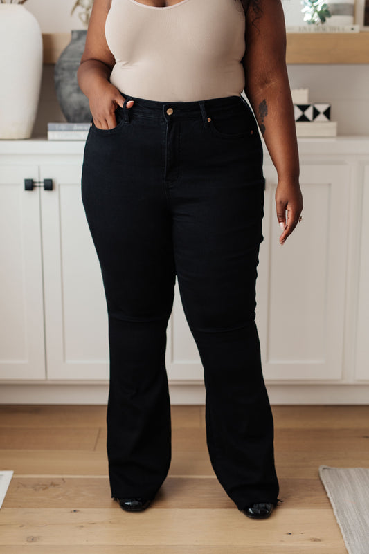 Etta High Rise Control Top Flare Jeans in Black