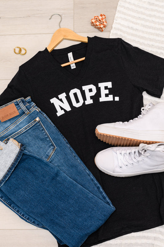 Nope V-Neck Graphic Tee