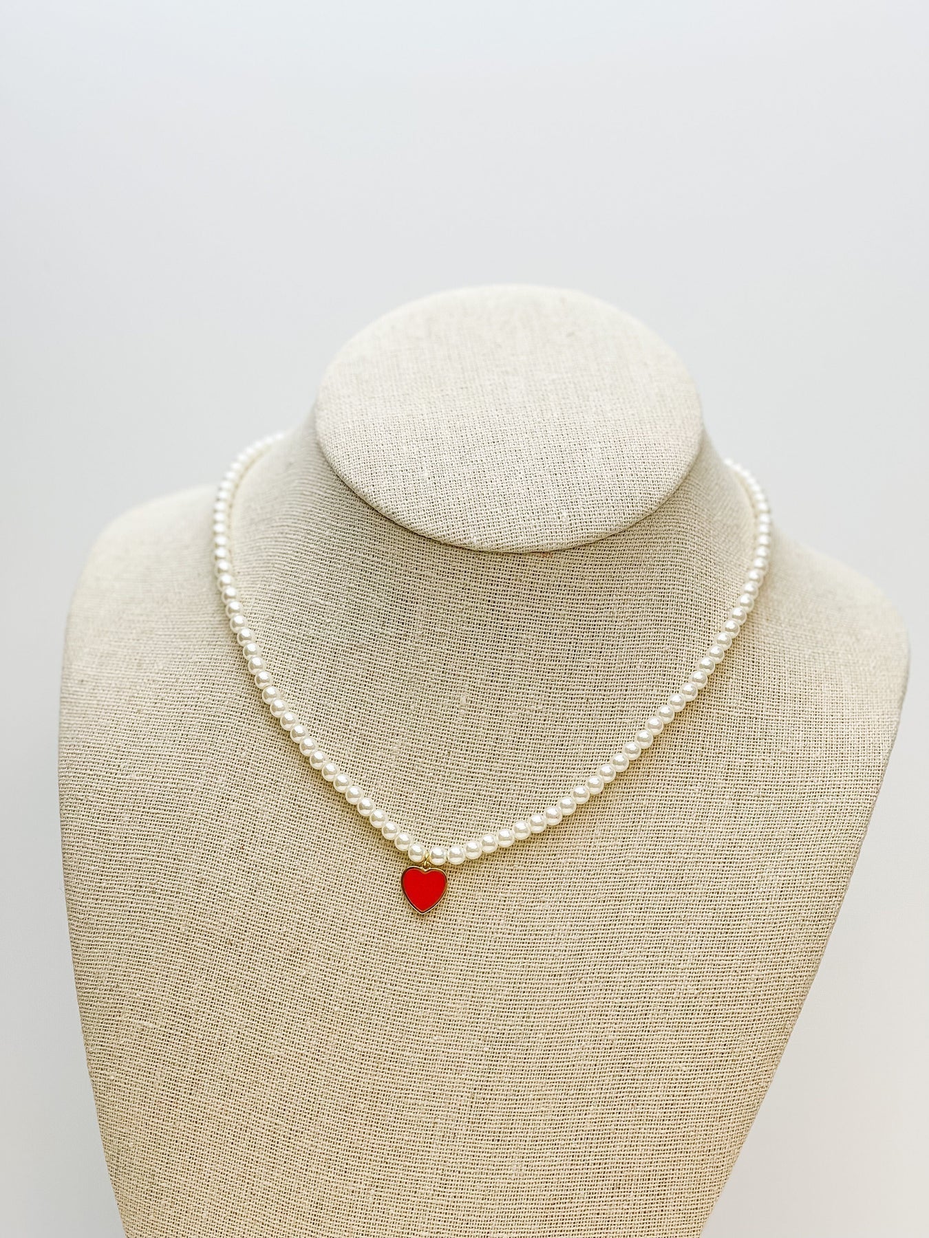 PREORDER: Pearl Bead Heart Charm Necklaces in Two Colors