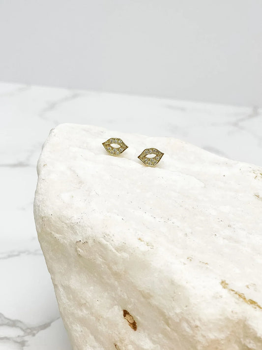 PREORDER: Cubic Zirconia Pave Lips Stud Earrings