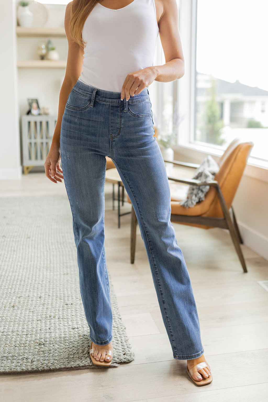 Paula High Rise Pull On Slim Bootcut