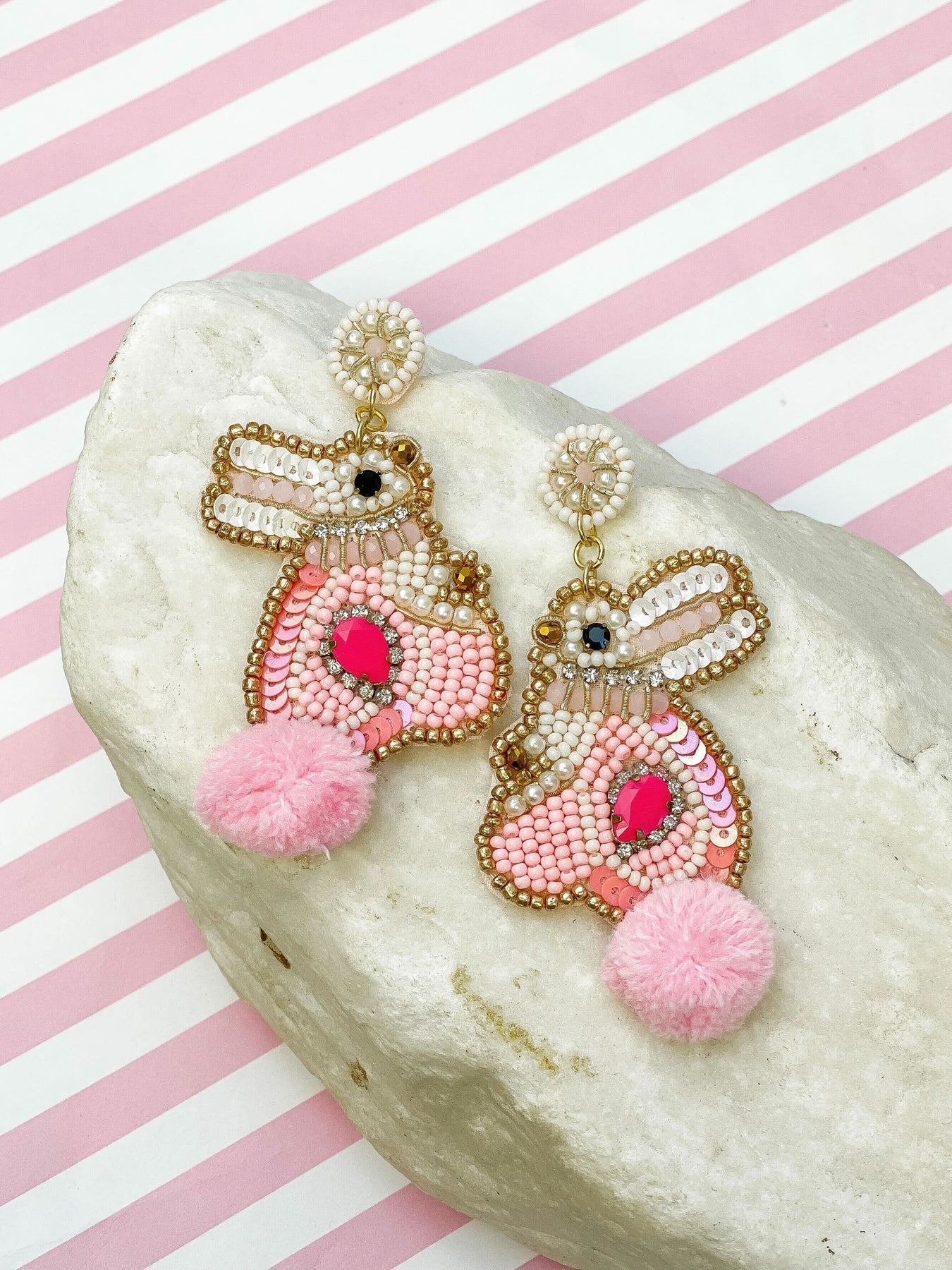 PREORDER: Bunny Seed Bead Statement Earrings