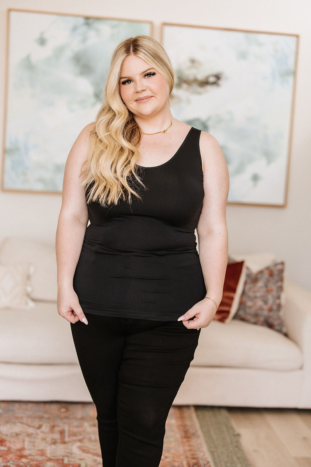 The Basics Reversible Longline Tank in Black