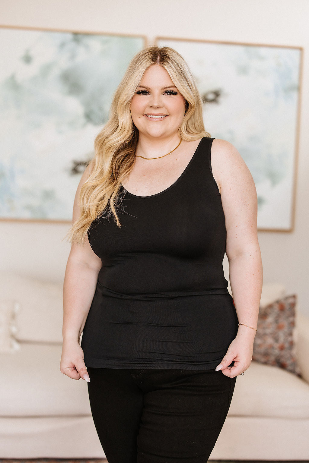 The Basics Reversible Longline Tank in Black